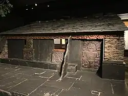 An imitation slate house of the Paiwan people at the National Museum of Natural Science