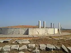A View of Jaggayyapeta Buddhist stupa, with remains of reliefs.
