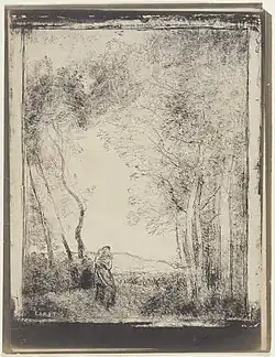 A Young Mother at the Entrance to a Wood (1856), cliché-verre by Jean-Baptiste Camille Corot, Los Angeles County Museum of Art.