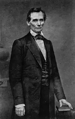Portrait of the middle-aged Abraham Lincoln the year of 1860 by Mathew Brady