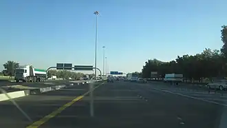 The E 30 highway connecting Abu Dhabi City to Al Ain City in the Eastern Region, going through Mussafah Industrial City
