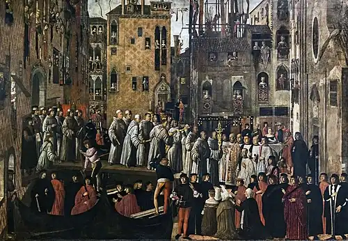 Miracle of the relic of the Holy Cross in Campo San Lio by Giovanni Mansueti, 1494