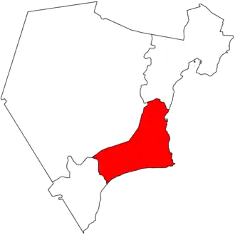 The wilayat of Ad Duqm in the Al Wusta Governorate in Oman filled in red.