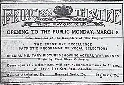 The first ad ever placed by the Princess on March 8, 1915