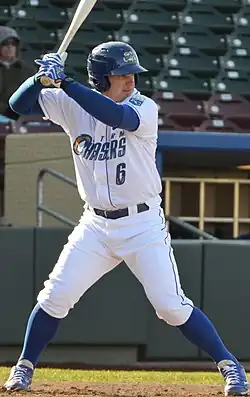 Adam Moore batting for Triple-A Omaha in 2013