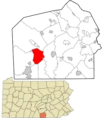 Location in Adams County and the state of Pennsylvania.
