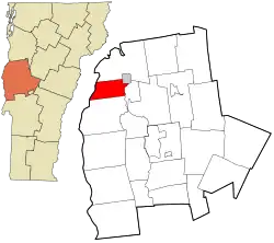 Location in Addison County and the state of Vermont.