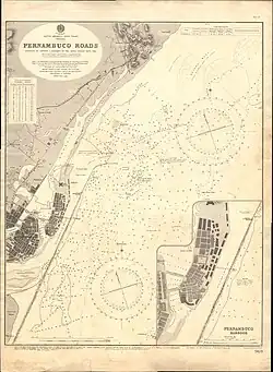 Nautical chart of Pernambuco Roads, Brazil, surveyed by Palumbo in 1882