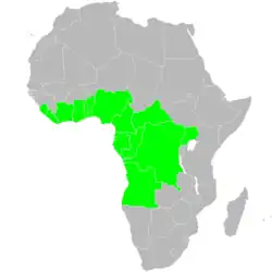 Native distribution of the Safou