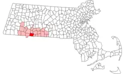 Location of Agawam in Hampden County, Massachusetts