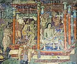 Sibi Jataka: the king undergoes the traditional rituals for renunciants. He receives a ceremonial bath.[123][124]