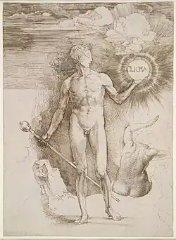 Apollo (with the Solar Disc), c. 1504, pen, 28.5 × 20.2 cm, British Museum, London