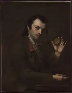 Anonymous portrait of Perregaux (made between 1774 and 1789) holding a medallion
