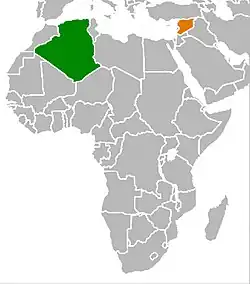 Map indicating locations of Algeria and Syria