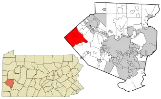 Location in Allegheny County and state of Pennsylvania