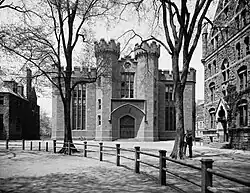 Alumni Hall, erected at the joint expense of Linonia and Yale College in 1853, served as a permanent hall for its members.
