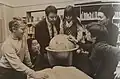 Photo taken at the American International School in Rotterdam in 1973 with Mr Antony Vadala (Principal), Mrs Patricia G Erickson (William K. Gordon Scholarship Fund) and students of the school