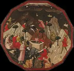 Scene from Boccaccio's Commedia delle ninfe Fiorentine, Ameto's Discovery of the Nymphs and Contest between the Shepherds Alcesto and Acaten, c. 1410