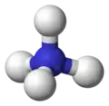 Ball-and-stick model of the ammonium cation