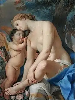 Cupid comforts the wounded Venus