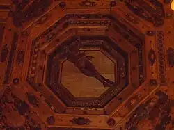 Anatomical Theater. Wooden ceiling with statue of Apollo.