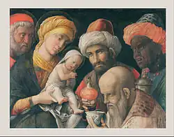 Andrea Mantegna, Adoration of the Magi, c. 1495–1505, tempera on canvas, 48.6 x 65.6 cm, Getty Center, Los Angeles