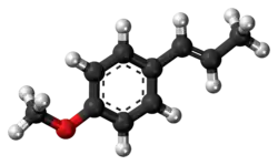 Ball-and-stick model of the anethole molecule