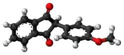 Ball-and-stick model of the anisindione molecule