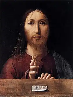 Antonello da Messina, Christ Blessing (1465), National Gallery, London.[33][34][157]