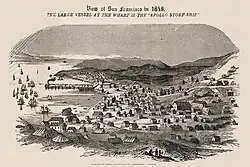 Apollo storeship, 1849, San Francisco, ship owned by Moses Yale Beach, New York Sun