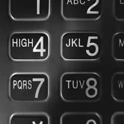 A dial pad with the word "HIGH" in place of "GHI" on the number 4.