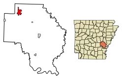 Location of Stuttgart in Arkansas County, Arkansas.