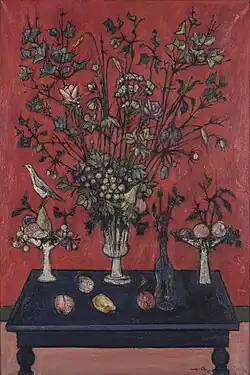 Armand Niquille, Red Bouquet on Red Background, 1957, 122x81 cm, FAN