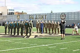 View of a temporary construction barrier in place of the removed eastern stands, 2024