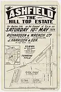Ashfield The Hill Top Estate, 1924, Richardson & Wrench, Holden St, Trevenar Rd, lithograph F Cunningham and Co.