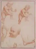 Leonardo da Vinci workshop, Copy of the Studies of an Infant (between 1502 and 1510) Chantilly, Musée Condé
