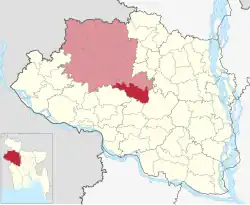 Location of Atrai Upazila