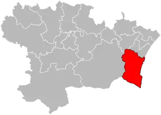 Situation of the canton of Les Corbières Méditerranée in the department of Aude