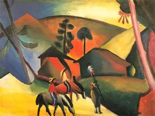 August Macke: Indianer auf Pferden today Lenbachhaus, Munich