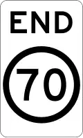 (R4-12) End of 70&nbsp;km/h Speed Limit