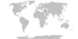 Map indicating locations of Austria and Syria