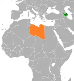 Map indicating locations of Azerbaijan and Libya