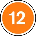 Orange circle with 12 in centre