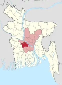 Location of Faridpur District in Bangladesh