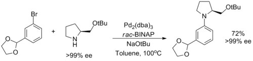 Chiral retention by chelating phosphine ligands
