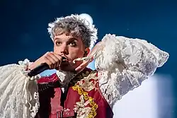 Baby Lasagna performing "Rim Tim Tagi Dim" in Eurovision, 2024