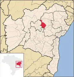 Location of Morro do Chapéu in Bahia