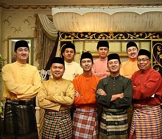 A group of Bruneian men wearing songkok as part of Baju Melayu, traditional Malay attire