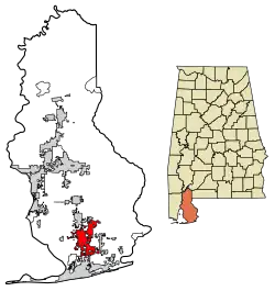 Location of Foley in Baldwin County, Alabama.
