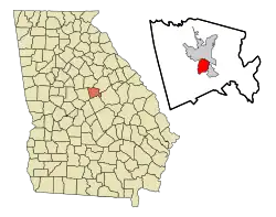 Location in Baldwin County and the state of Georgia